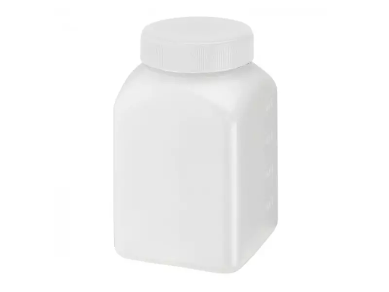 Monsterpot vierkant schroefdop steriel HDPE 76x76x120 mm DIN60 500 ml wit