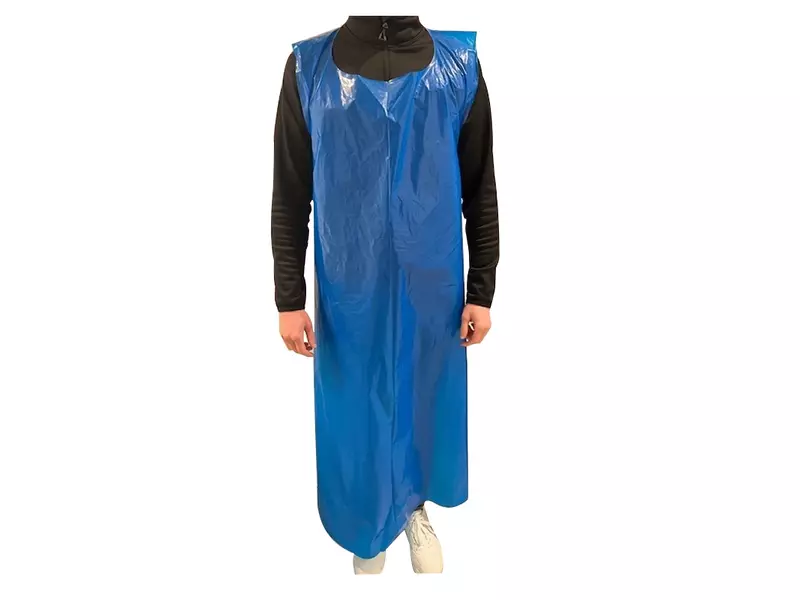Hycare disposable schort 50 mu polyethyleen 90x160 cm op rol blauw