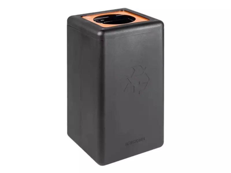 BrickBin afvalbak met ronde 20 cm opening plastic 65 liter zwart/oranje
