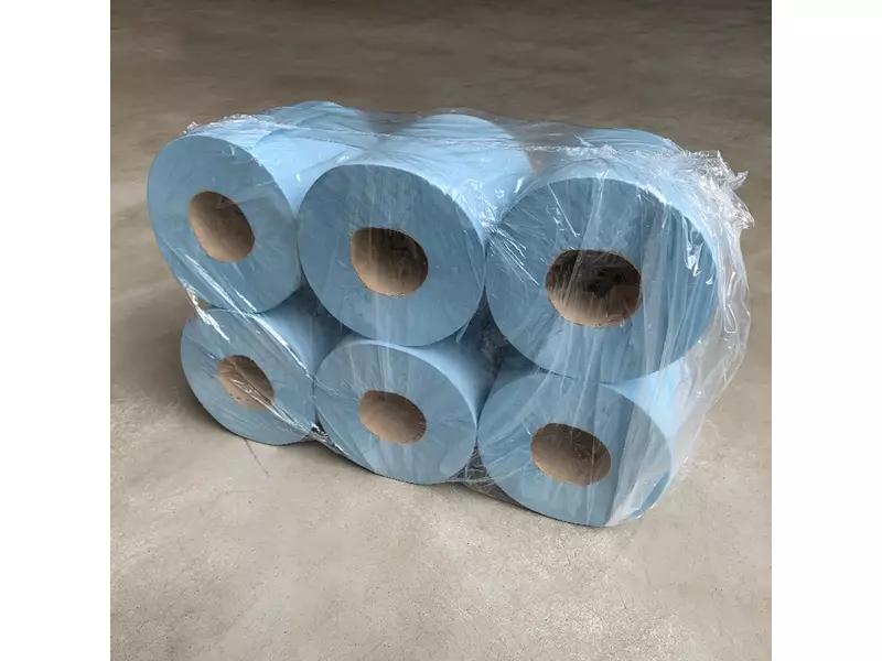 Poetspapier midi 1-laags centerfeed 300 meter blauw