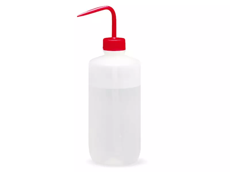 Spuitfles LDPE transparant met gekleurde stijgbuis PP 500 ml rood