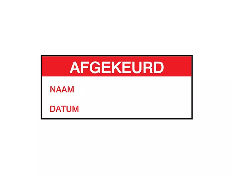 Brady beschijfbaar label afgekeurd 38x16 mm rood/wit