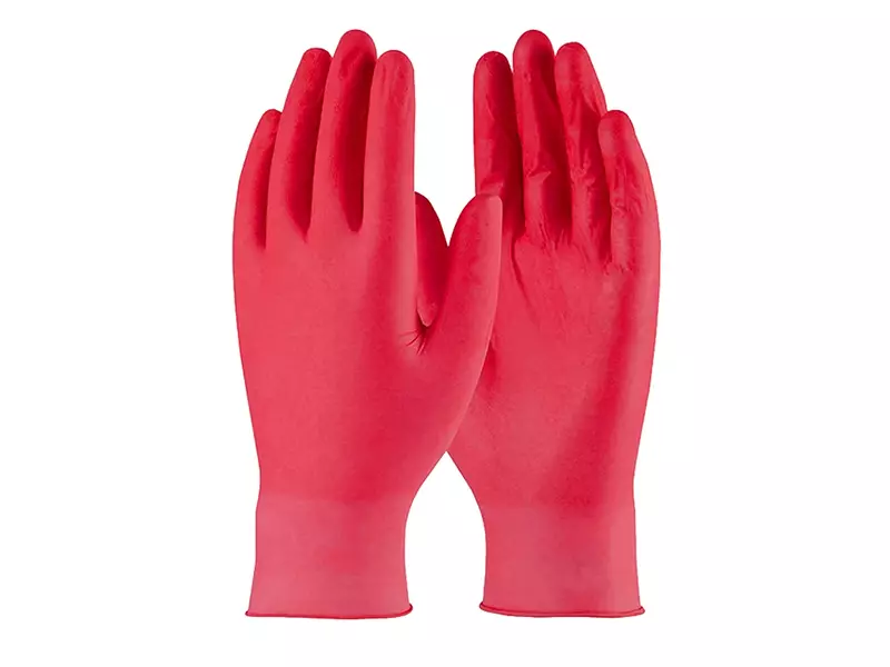Disposable handschoen nitril ongepoederd 240 mm rood