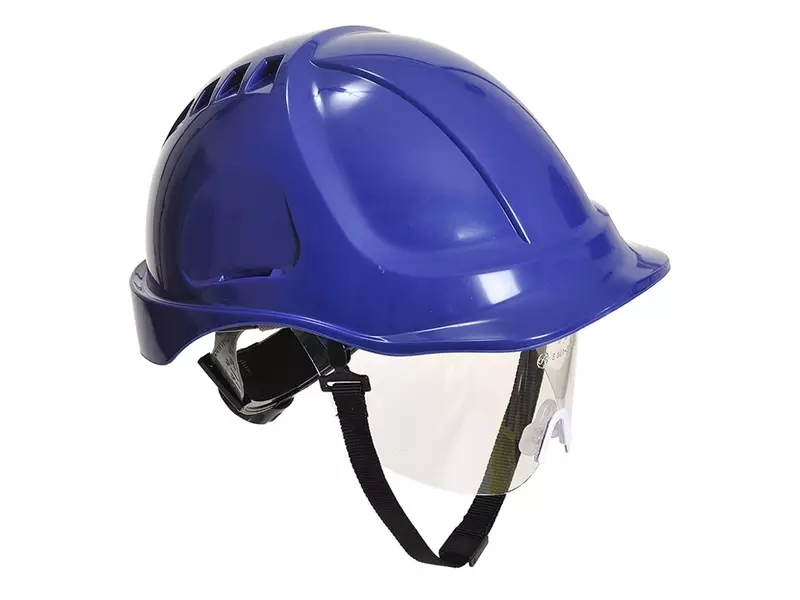 Portwest PW54 veiligheidshelm met vizier 6-punt draaiknop korenblauw