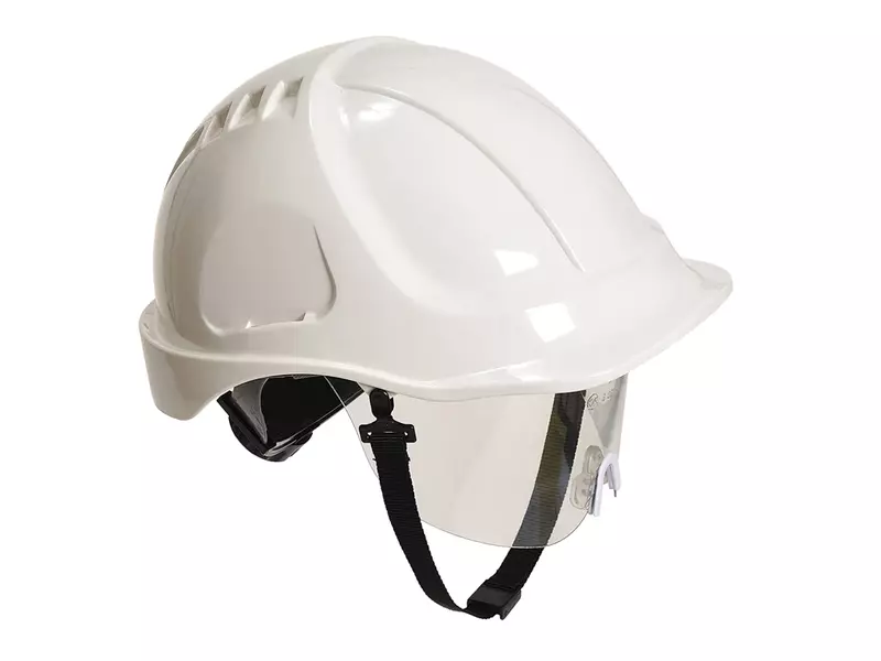 Portwest PW54 veiligheidshelm met vizier 6-punt draaiknop wit