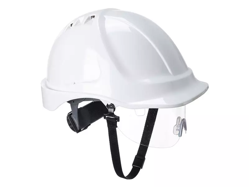 Portwest PW55 veiligheidshelm met vizier 6-punt draaiknop wit