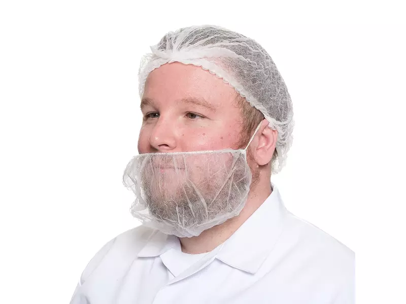 Hycare disposable baardmasker volledig detecteerbaar non-woven polypropyleen wit