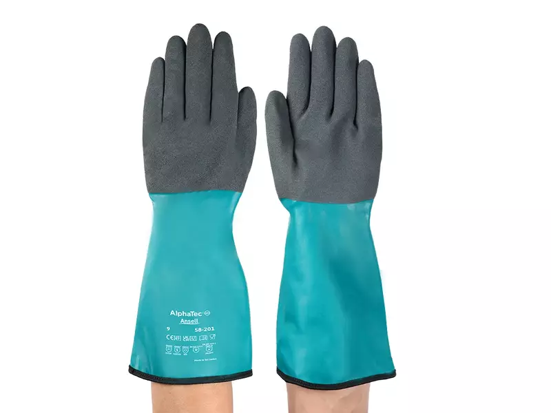 Ansell AlphaTec 58-201 handschoen nitril chemiebestendig groen/zwart