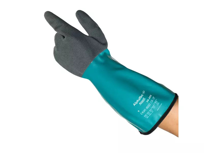 Ansell AlphaTec 58-201 handschoen nitril chemiebestendig groen/zwart