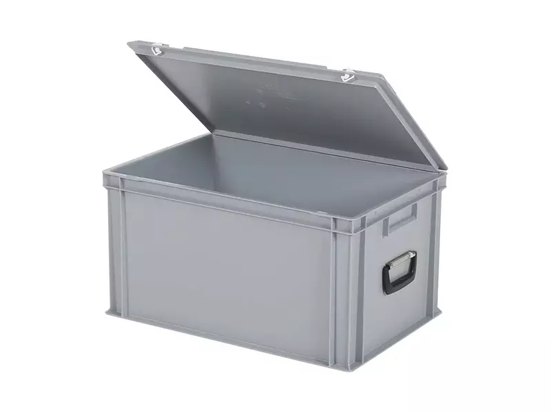 Stapelbak met deksel en koffergreep Euronorm 600x400x335 mm 64 liter rood