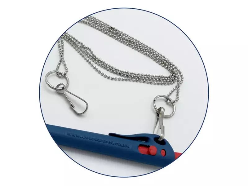 Detectamet veiligheidsketting 762 mm met sleutelhangerring en pen greep blauw