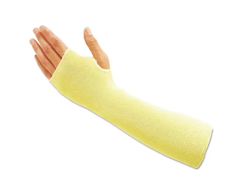 Armbeschermer duimgat kevlar HSP Aracut PA Sleeve 18 45 cm geel