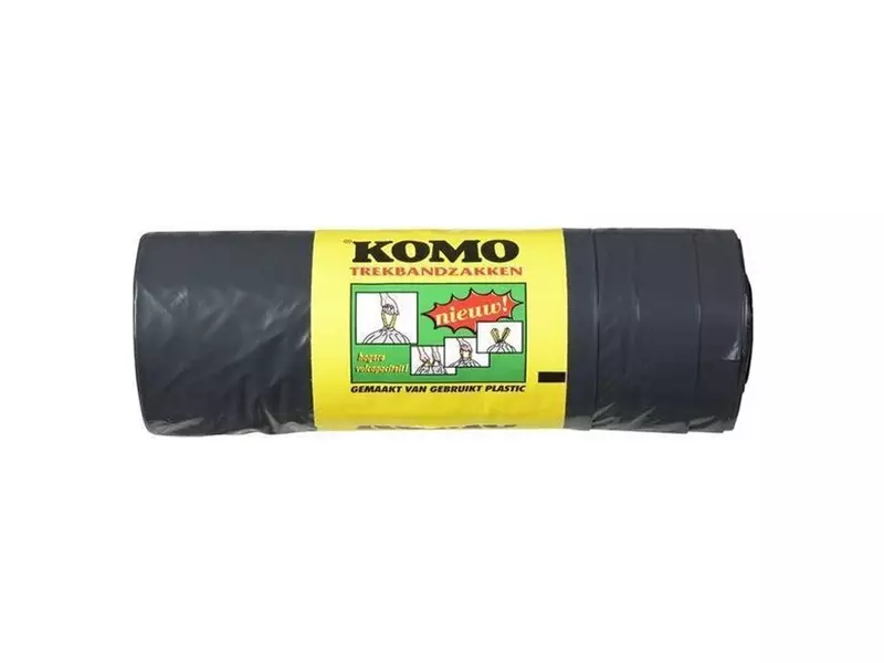 Afvalzak KOMO LDPE 62x80+5 cm zwart