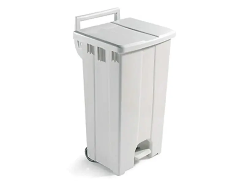 Pedaalemmer 2-wielen kunststof 510x470x930 mm 90 liter wit