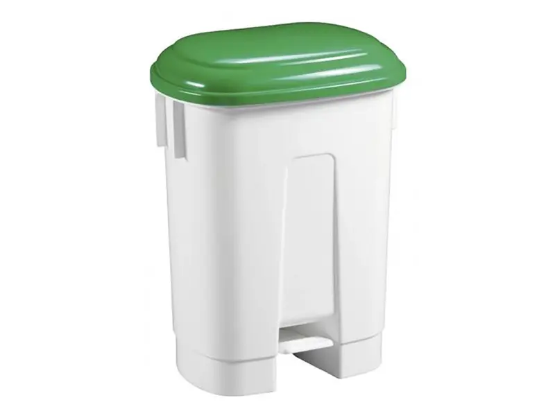 Kunststof pedaalemmer 60 liter wit/groen