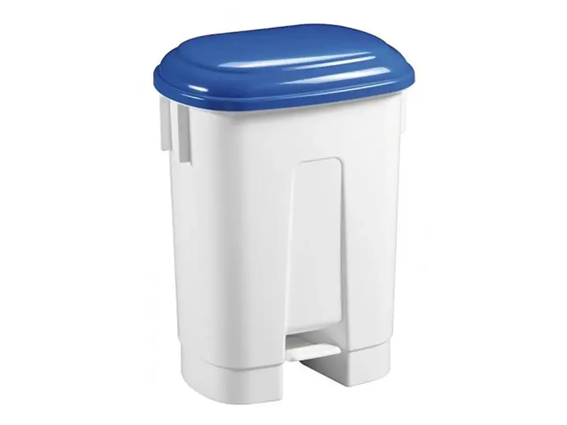 Kunststof pedaalemmer 60 liter wit/blauw