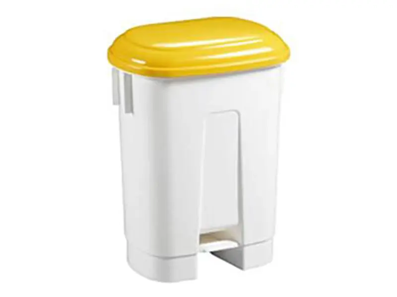 Kunststof pedaalemmer 60 liter wit/geel