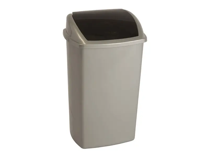 Afvalbak met swingdeksel kunststof 50 liter grijs