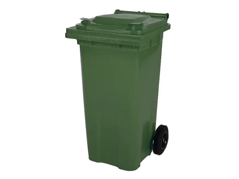 Kunststof afvalcontainer 120 liter met twee wielen groen