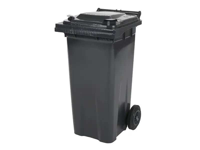 Kunststof afvalcontainer 120 liter met twee wielen grijs