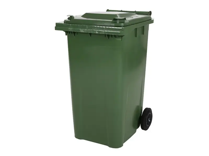 Kunststof afvalcontainer 240 liter met twee wielen groen