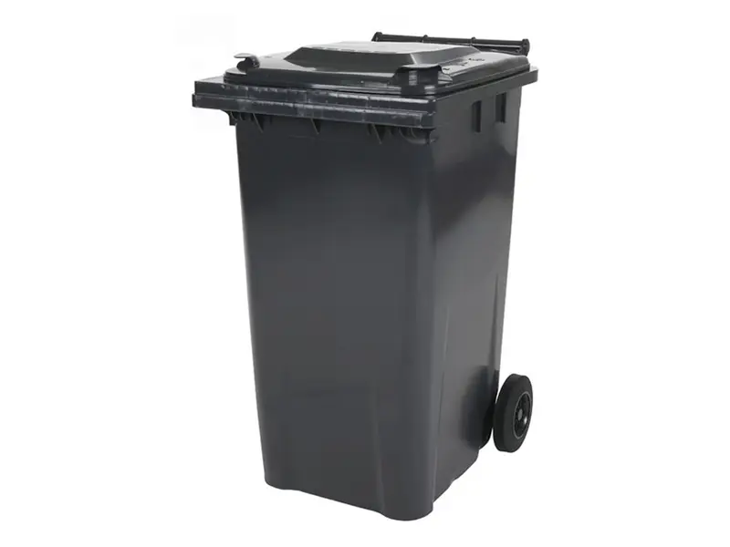 Kunststof afvalcontainer 240 liter met twee wielen grijs