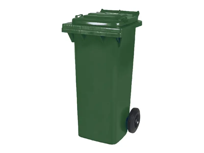 Kunststof afvalcontainer 80 liter met twee wielen groen