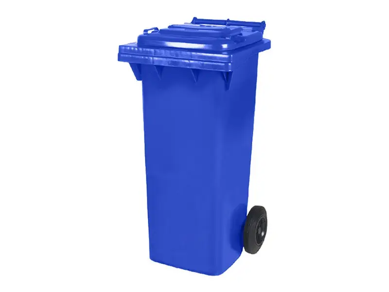 Kunststof afvalcontainer 80 liter met twee wielen blauw