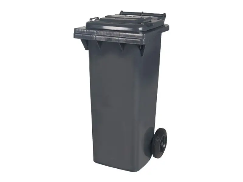 Kunststof afvalcontainer 80 liter met twee wielen grijs