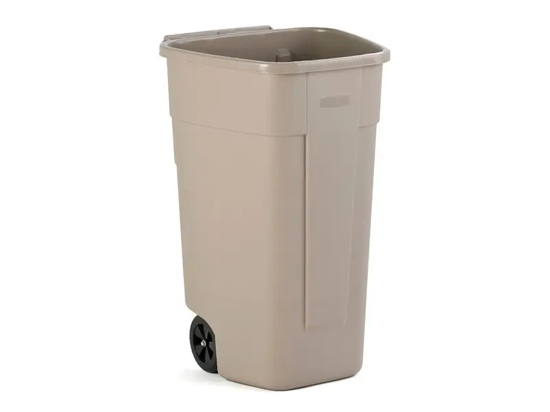 Rubbermaid kunststof afvalcontainer 110 liter met twee wielen beige