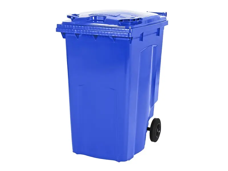 Kunststof afvalcontainer 340 liter met twee wielen blauw