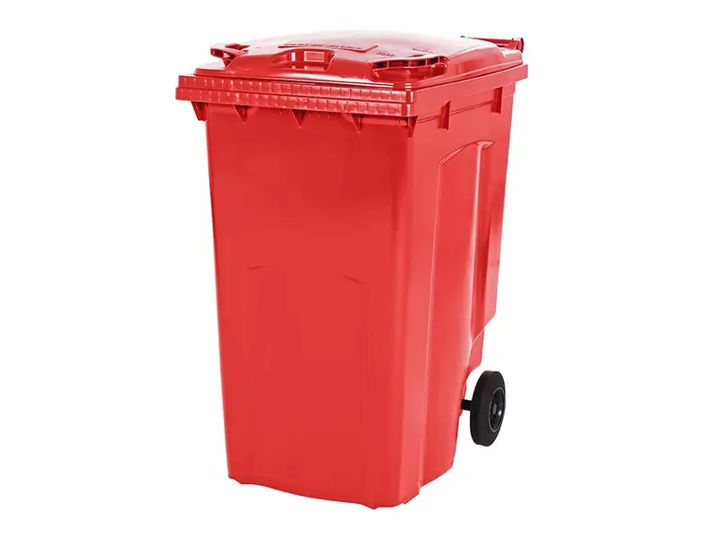 Kunststof afvalcontainer 340 liter met twee wielen rood