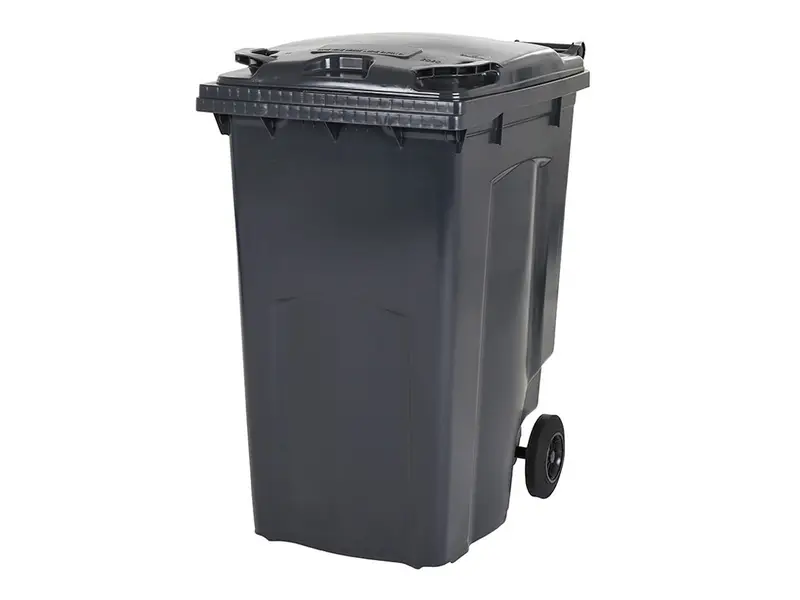 Kunststof afvalcontainer 340 liter met twee wielen grijs