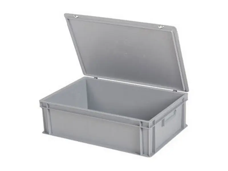 Stapelbak gesloten met deksel 600x400x185 mm 33 liter grijs