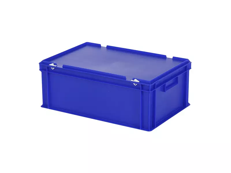 Stapelbak met deksel Euronorm 600x400x235 mm 43,3 liter blauw