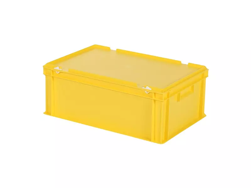 Stapelbak met deksel Euronorm 600x400x235 mm 43,3 liter geel