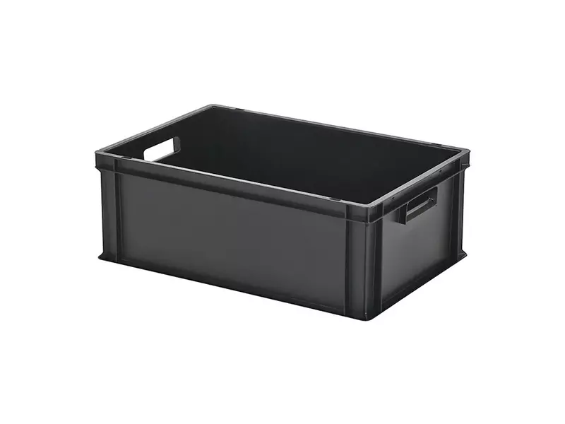 Stapelbak met deksel Euronorm 600x400x235 mm 43,3 liter zwart