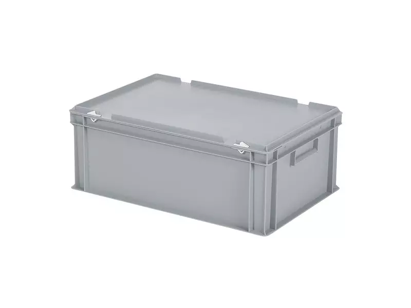 Stapelbak met deksel Euronorm 600x400x235 mm 43,3 liter grijs