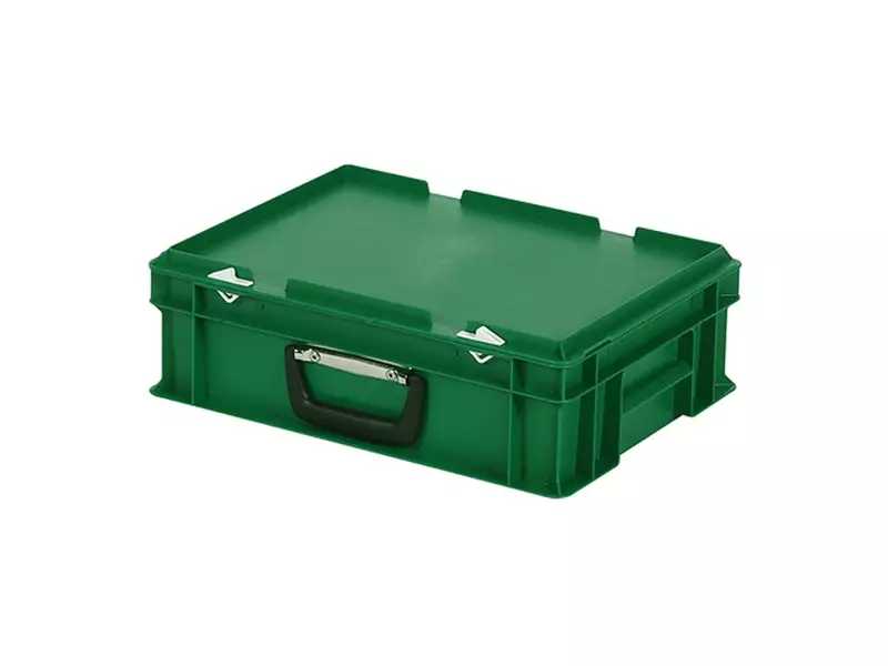 Stapelbak met deksel koffergreep 400x300x133 mm 11 liter groen