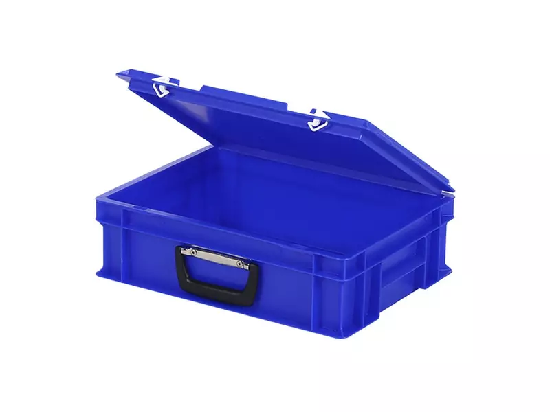 Stapelbak met deksel koffergreep 400x300x133 mm 11 liter blauw