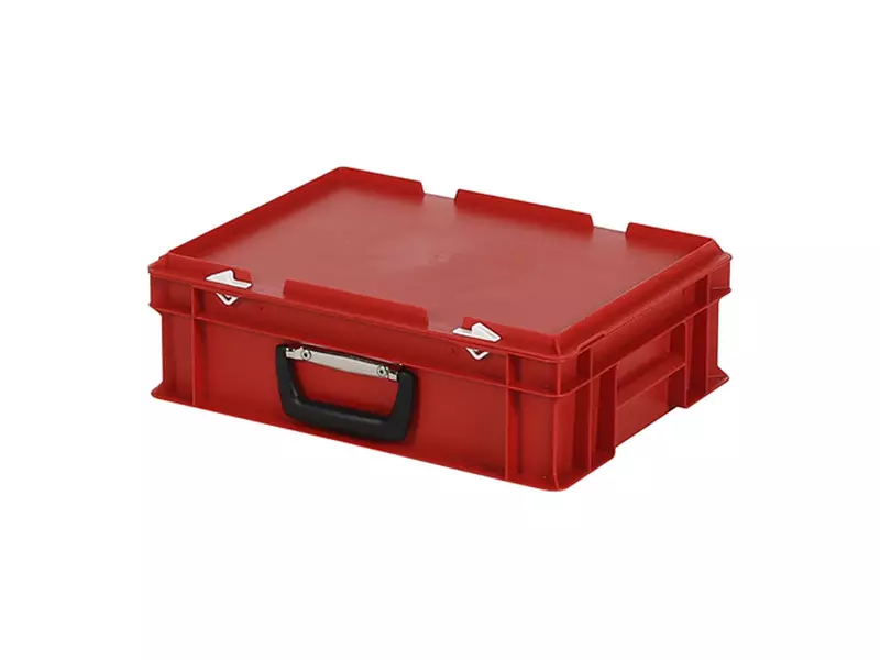Stapelbak met deksel koffergreep 400x300x133 mm 11 liter rood
