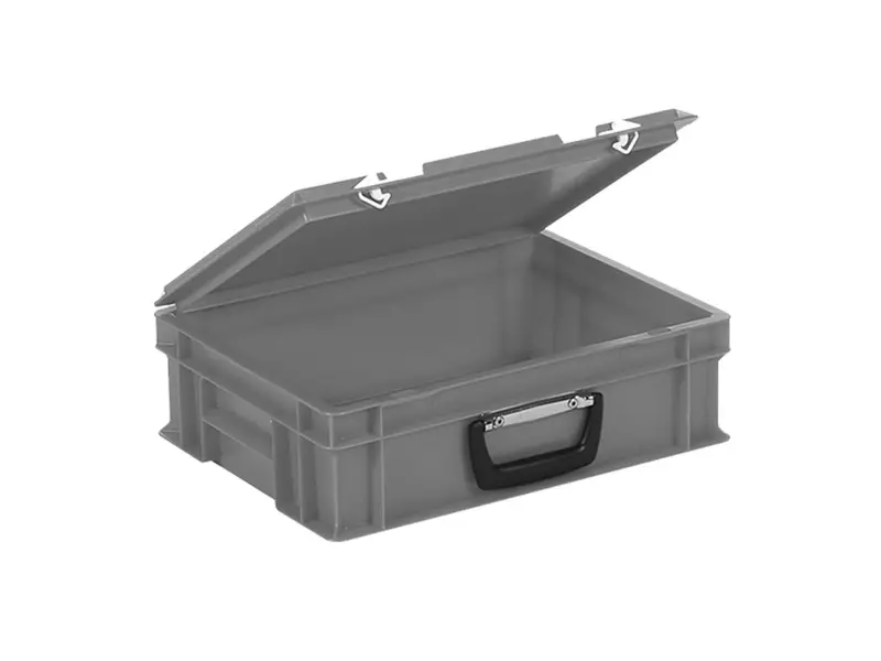 Stapelbak met deksel koffergreep 400x300x133 mm 11 liter grijs