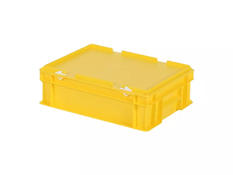 Stapelbak met deksel Euronorm 400x300x133 mm 11 liter geel