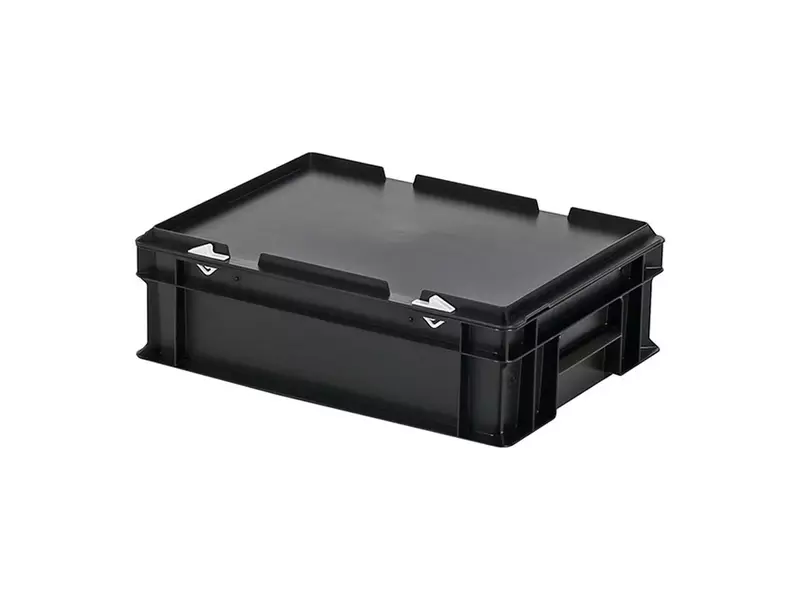 Stapelbak met deksel Euronorm 400x300x133 mm 11 liter zwart