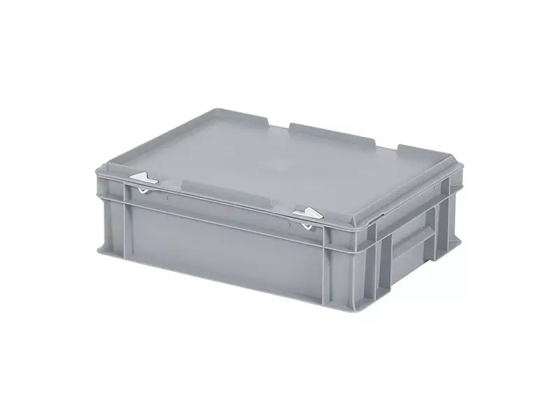 Stapelbak met deksel Euronorm 400x300x133 mm 11 liter grijs