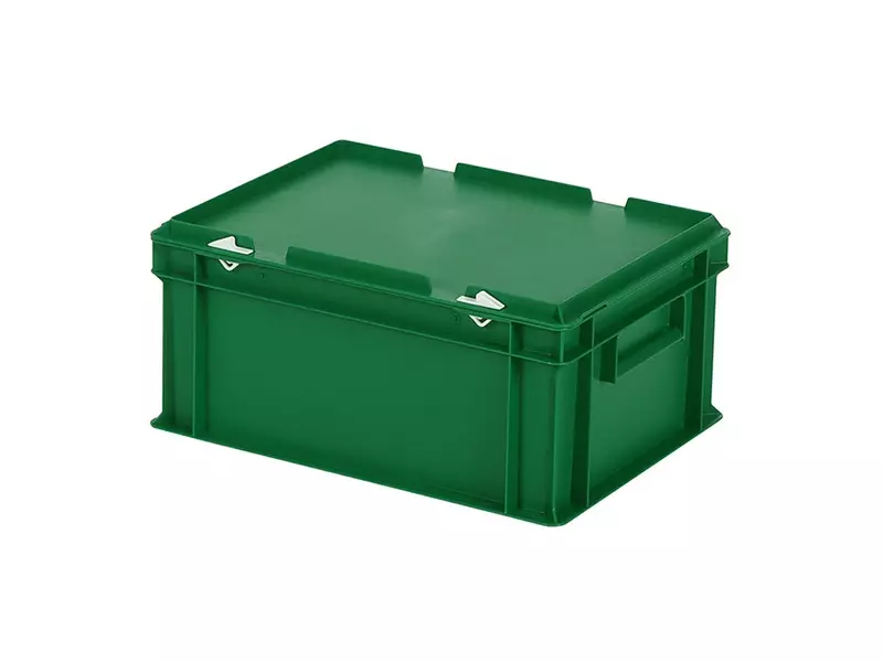 Stapelbak met deksel Euronorm 400x300x190 mm 16 liter groen