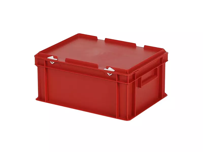 Stapelbak met deksel Euronorm 400x300x190 mm 16 liter rood
