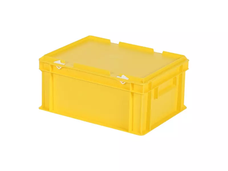 Stapelbak met deksel Euronorm 400x300x190 mm 16 liter geel