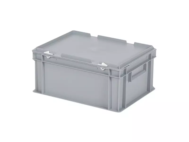 Stapelbak met deksel Euronorm 400x300x190 mm 16 liter grijs