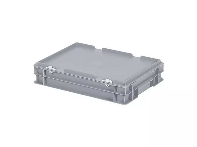Stapelbak met deksel Euronorm 400x300x90 mm 7 liter grijs